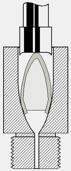 Starting the edge roll-over in the PF die