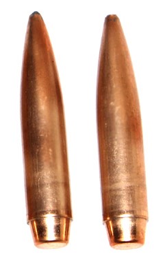 Comparison of unprocessed open tip with a bullet processed with the jacket tip closer