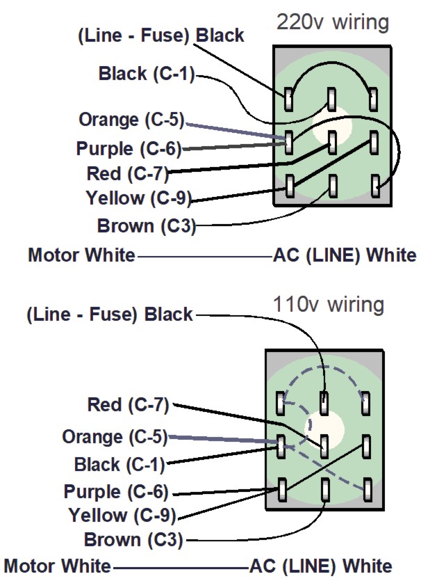 Wiring of switch back for 110 or 220v